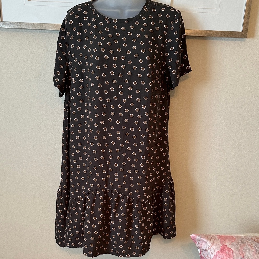 LOFT Black and Tan Floral Mini Dress